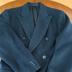 Canali Black Double-Breasted Overcoat